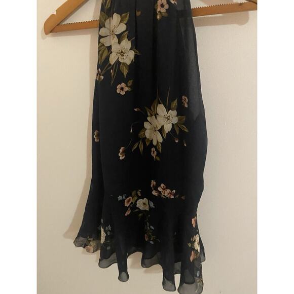 JOIE ABBIGAYL FLORAL-PRINT SILK HALTER PEPLUM TOP BLOUSE DARK BLUE SZ 8 Ret $228 - Picture 6 of 7